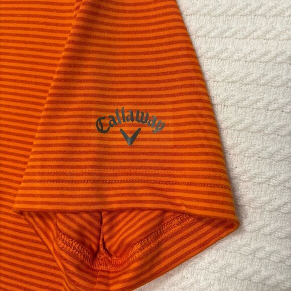 Callaway Men’s Orange Striped Opti-Dry Polo Golf Short Sleeve Shirt, Sz Medium - Picture 4 of 8